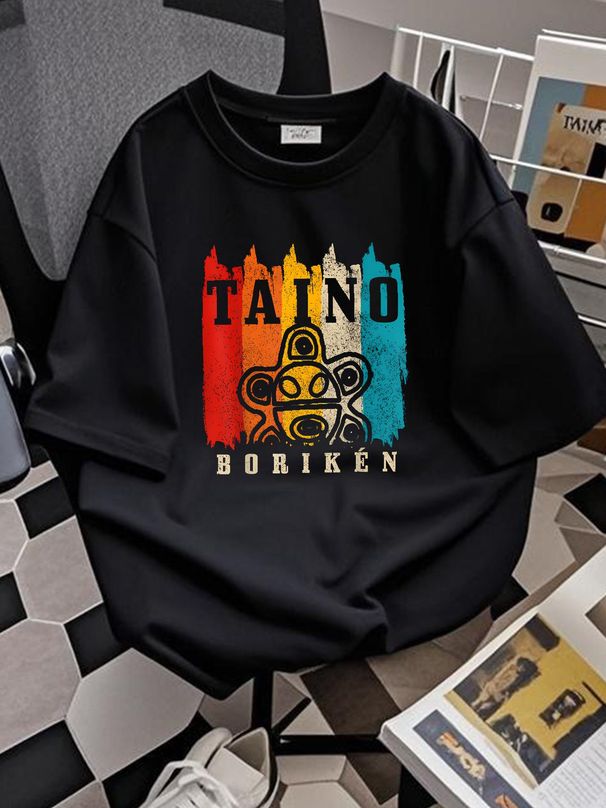Taino Boriken Vintage Retro Sun Puerto Rico Taina Large Capacity Backpack Print Backpacks Unisex Versatile Casual Stylish Slightly Stretched_viptrois.com