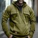 Spring Autumn Fashion European-USA Style Hoodies Outerwear Men's Half Zipper Multiple Pockets Long Sleeve Vintage Loose Hooded Sweatshirts S-3XL_viptrois.com