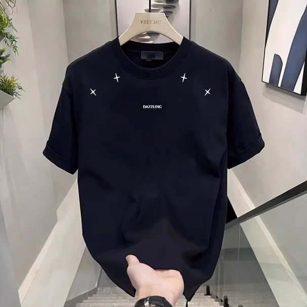 Men's Clothing Trendy Short Sleeved Ins Pure Cotton Summer New Men's Printed T Shirt Trendy Men And Women All Match Round Neck T Shirt Men_viptrois.com