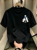 100% Cotton Men Casual T-shirt 3D Blue Diamond A Monogram With Floral Accent Print Crew Neck Short Sleeve Daily Streetwear Top_viptrois.com