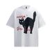 Men's Clothing Retro Painting Cat Design High end Men's Loose Short sleeved T shirt_viptrois.com