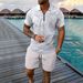 Men's Beachwear Set - Digital Print Polo Shirt & Matching Shorts With Zipper | Summer Casual Outfit_viptrois.com