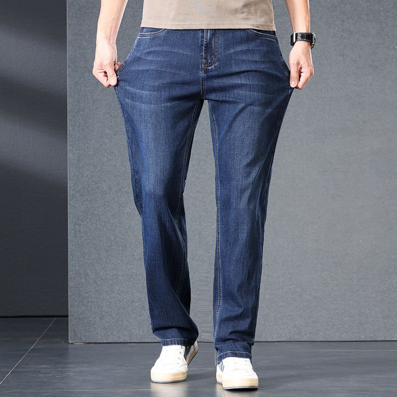 Middle-aged Men's Spring And Autumn New Trendy Brand Versatile Loose Straight Elastic Long Pants Dad's Wear Business_viptrois.com