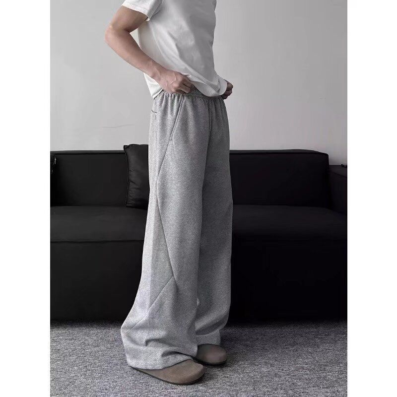 Men's Streetwear Baggy Cargo Pants With Wide Leg & Structural Tailoring – Casual High Waist Sweatpants In Grey & Black_viptrois.com