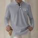"Men's Checkered Long Sleeve Polo Shirt - Breathable Button-Down Pocket Design For Casual & Business Casual Wear - White/Black/Gray/Navy/Orange"_viptrois.com