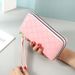 Wallet Card Cases Wallet Long Women's Double Layer Zipper Love Frosted Leather Mobile Phone Bag Women's Purse Large Capacity Wrist Clutch Bag_viptrois.com