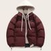 Men's Thickened Colorblock Hooded Puffer Jacket – Oversized Unisex Winter Coat With Faux Layered Design, Polyester Fill For Extreme Warmth_viptrois.com