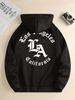 Men's Autumn And Winter Casual Fashion Loose Hooded Sweatshirt Los Angeles Letter Print Warm Long Sleeved Pullover_viptrois.com