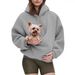 Oversized Hoodie With Pet Pocket – Cozy Alpaca Fleece Pullover With Adjustable Drawstrings (S-XXL)_viptrois.com
