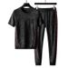 Men's Clothing High-end light luxury short-sleeved two-piece suit for men new summer fashion brand jacquard casual sports suit for men large size_viptrois.com