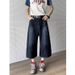 Men's Clothing Summer Niche Back Embroidery Stitching Scimitar Pants Jeans Men And Women Retro Wide Leg Cropped Pants Shorts Trend_viptrois.com