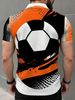 Polo Uomo Taglio Dritto Abbottonato Multicolore Stampa Calcio Fumetti Retrò Arancione Nero Sport Quotidiano_viptrois.com