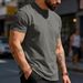 2026 Summer Solid-color Round-neck Cotton Casual Sports Solid-color Simple Top Short Sleeve Men's Shirt_viptrois.com