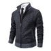 Pure 2025 Cross-Border Autumn Plaid Jacket Stand Collar Slim Fit Long Sleeve Casual Sweater Men's Fashion Coat_viptrois.com