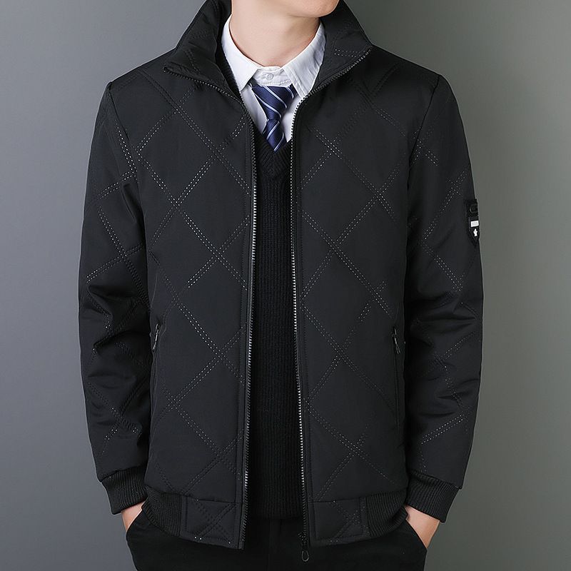 Autumn Casual Business Cotton-padded Jacket Men's Stand-up Collar Windproof Clothes Men's Clothing Piled And Thickened Men's_viptrois.com