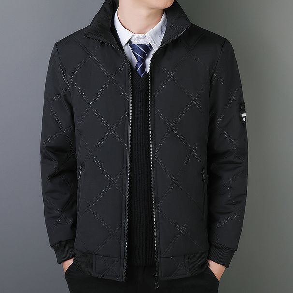 Autumn Casual Business Cotton-padded Jacket Men's Stand-up Collar Windproof Clothes Men's Clothing Piled And Thickened Men's_viptrois.com