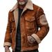 Men's Fleece Lined Zip-Up Jacket With Lapel Collar - Winter Warm Business Casual Coat For Middle-Aged Gentlemen (S-XXXXL, Coffee Brown)_viptrois.com
