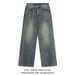 Teen Boys Vintage Style Loose Fit Straight Leg Jeans High Street Washed Denim Pants Blue Light Blue Black S to XXXL_viptrois.com