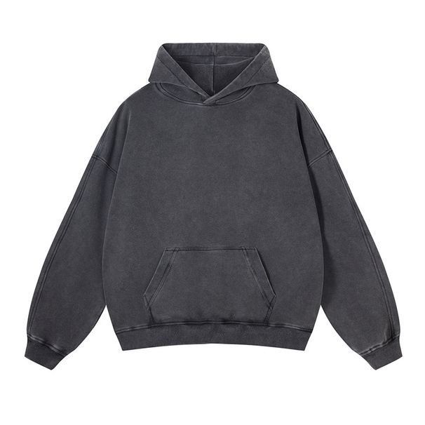 Men's Heavyweight Hooded Sweatshirt - Vintage Washed Pullover With Clean Street Style For Autumn & Winter_viptrois.com
