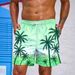 2025 Popular Loose Beach Pants, Summer Beach Surfing Pants, 3D Printed Coconut Tree Pattern, Trendy Men's Shorts_viptrois.com