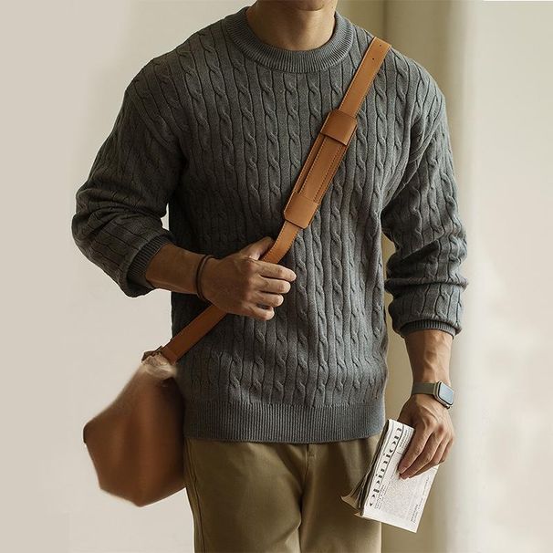 Men's Clothing Texture Sweater Base Knitwear Men's Cable Knit Sweater Autumn New Arrival Classic Preppy Style Casual Pullover For Everyday Wear_viptrois.com