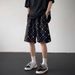 Men's Clothing Design Sense Trendy Summer Shorts Men's Loose Trendy Street Sports Leisure American Style Hole Plaid Five Point Shorts_viptrois.com