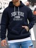 Men's Autumn And Winter Casual Fashion Loose Hooded Sweatshirt With New York Letter Pattern Print Warm Long Sleeved Pullover_viptrois.com