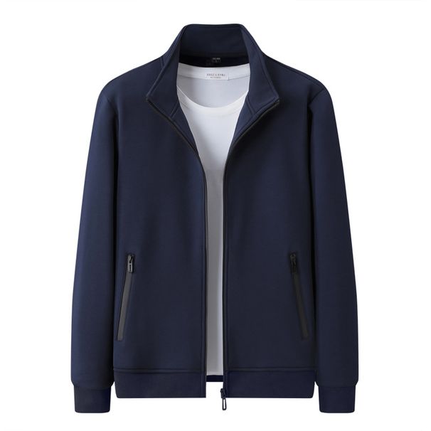 Premium Men's Velvet-Touch Cardigan Jacket – Stand Collar Casual Sweatshirt (Custom Logo Ready)_viptrois.com