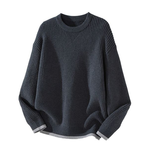 Pure Muqiu Men's Clothing | Two-Piece Colo-Block Textued Pine Gid Thick Yan Men Loose Wam Reto Knitted_viptrois.com