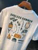 Printed Short For Men's Summer New Style Trendy Youth Loose Half Sleeve Round Neck Breathable Comfortable White_viptrois.com