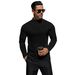 Men's Clothing Men's Thermal Long Sleeve T-Shirt - High Stretch Polyester, Slim Fit Mock Neck Base Layer For Winter, Black/Brown/White_viptrois.com