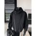 Korean Heavy Air Layer Cardigan Hooded Sweatshirt Men's Casual Sports Style Simple Versatile High-end Feel Jacket Top_viptrois.com