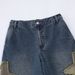 Man's clothing Applique embroidered denim shorts Men's High street chic quarter pants loose straight mid-leg trousers_viptrois.com