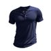 Summer New American Style Casual Men's Slim Fit Muscle Bamboo Henley Short Sleeve T-Shirt_viptrois.com