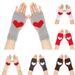 Unisex Short half finger knitted gloves Student office typing heart cuff wool warm love fingerless gloves_viptrois.com