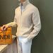 Light Stand Collar Knitted Cardigan Jacket Men's Autumn And Winter New Simple Zipper Solid Color Long Sleeve_viptrois.com