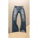 Velvet Patchwork Burnout Flared Jeans Distressed Bleached Denim Pants Metal Accents Unisex Vintage Wash Zip Fly 68% Cotton No Stretch_viptrois.com