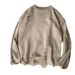 Men's Oversized Lazy Style Sweater - Soft Knit Pullover With Round Neck, Unisex Casual Comfort (Black, Light Gray, Khaki, Dark Brown)_viptrois.com