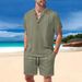 Men's Clothing Multi Pocket Workwear Short Sleeved T Shirt Shorts Casual Suit_viptrois.com