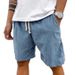 Men’s Clothing Spring And Summer Solid Color Lace Up Sports Pants Corduroy Simple Five Point Shorts Men's Shorts Casual Pants_viptrois.com