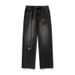 Men's Clothing Ripped Plaid Washed Jeans For Men 2025 Spring New Style Trendy Trousers Loose Straight Casual Trousers_viptrois.com