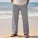 Men's Linen Wide Leg Pants Breathable Loose Sports Straight Casual Trousers American Style For Summer Autumn_viptrois.com