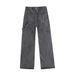 Men's Clothing Plus Size Men's Dark Patchwork Loose Straight Leg Cargo Jeans High Street For Formal & Casual_viptrois.com