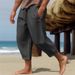 Men's Clothing Solid Color Drawstring Cotton And Linen Loose Casual Beach Casual Pants_viptrois.com