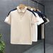 Streetwear Drop-Shoulder Polo Shirt – Contrast Collar Slim Fit Men's Tee (Khaki/Black/White/Olive, M-4XL, Korean Style)_viptrois.com