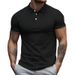 Summer New Men's Slim-fit Button-neck Casual Muscle T-shirt Large-size Men's Polo Shirt_viptrois.com