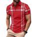 Business Men's Polo Shirt Casual Summer Short Sleeves Tops Plaid Pattern Print Button T Shirt Loose Clothes Fashion Golf Shirts_viptrois.com