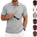 Men's Textured Knit Polo Shirt Short Sleeve, Quick-Dry Moisture-Wicking Golf & Casual Performance Top For Summer_viptrois.com
