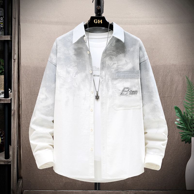 Men's Clothing Denim Jacket Men's Green Personality Large Letter Printing Teenagers Middle School Students Jacket_viptrois.com
