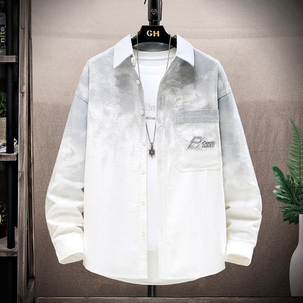 Men's Clothing Denim Jacket Men's Green Personality Large Letter Printing Teenagers Middle School Students Jacket_viptrois.com